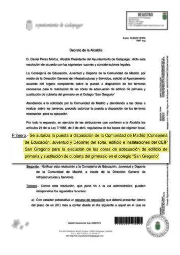 Decreto del Ayuntamiento de Galapagar.