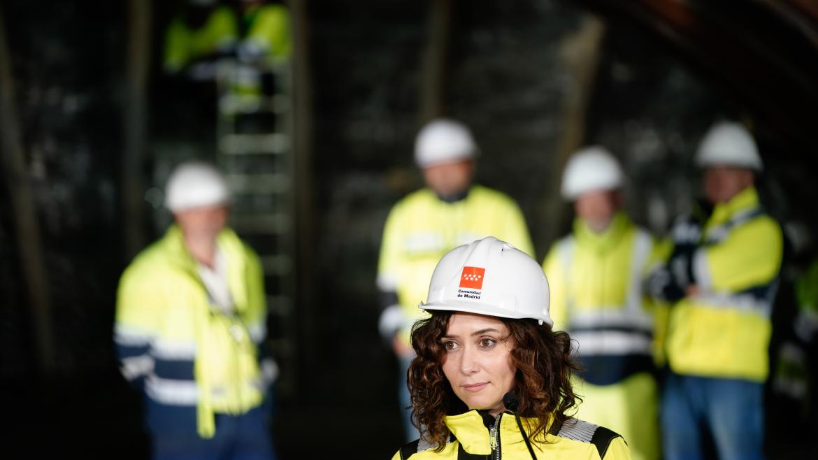 Díaz Ayuso visita las obras de prolongación de la Línea 3 de Metro